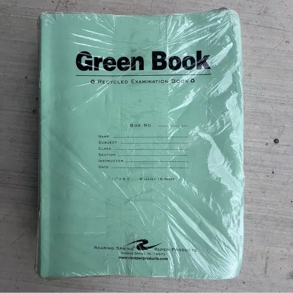 Pack of 50 Roaring Spring Green Book Recycled Examination 11” x 8.5" - Picture 2 of 3